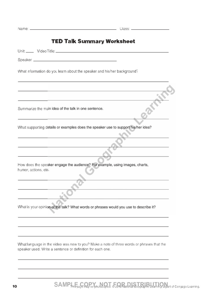 TED Video Reflection Worksheet - Critical Reading Skill - Ms Hoai Linh ...