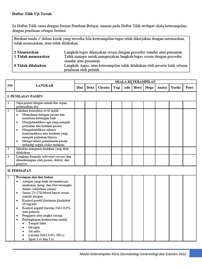 Prick Test OSCE | PDF
