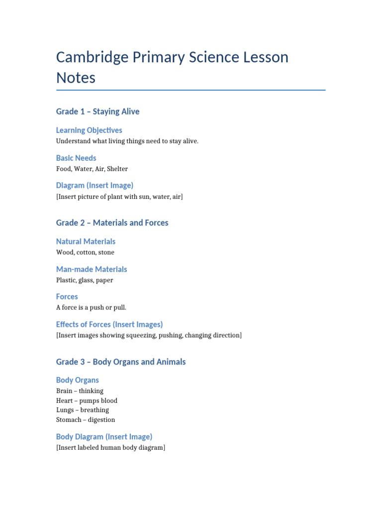 Science Lesson Notes | PDF