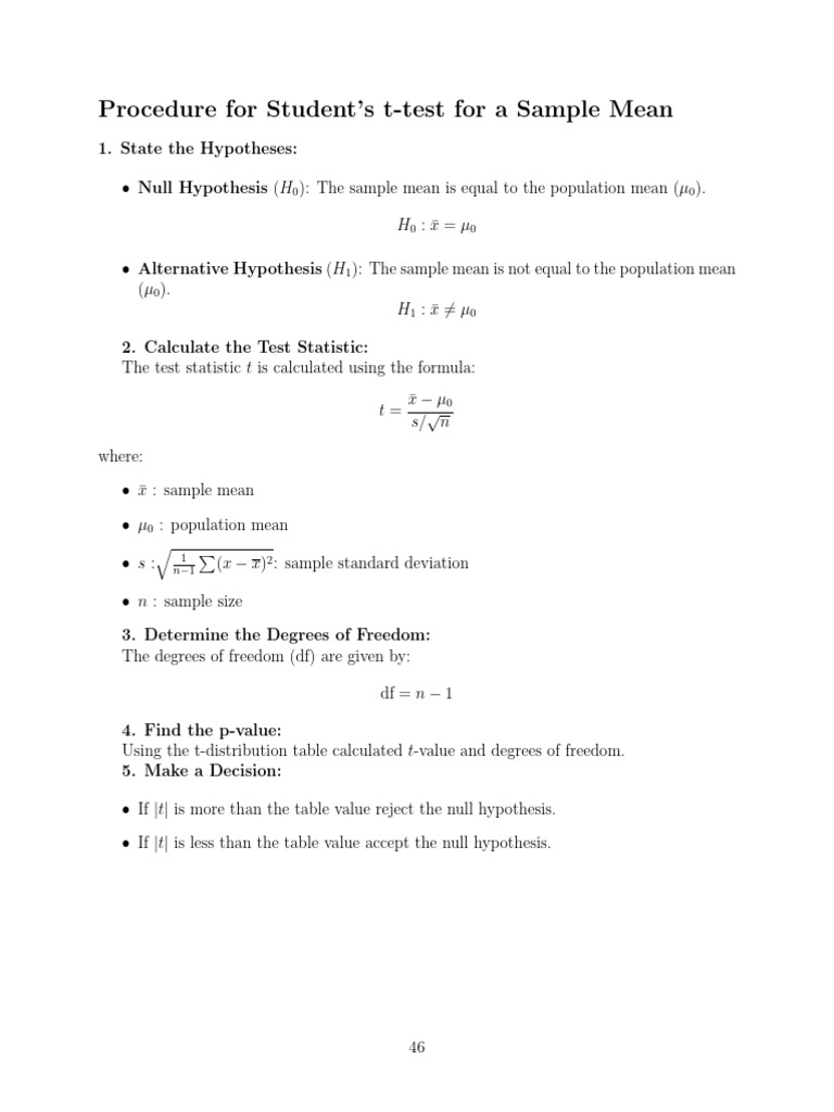 T Test For Sample Mean | PDF | Student's T Test | P Value