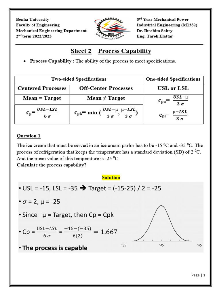 Sheet 2 Process Capability | PDF | Standard Deviation | Statistical ...