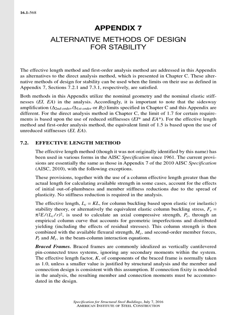 Effective Length Method of Analysis - AISC | PDF | Strength Of ...