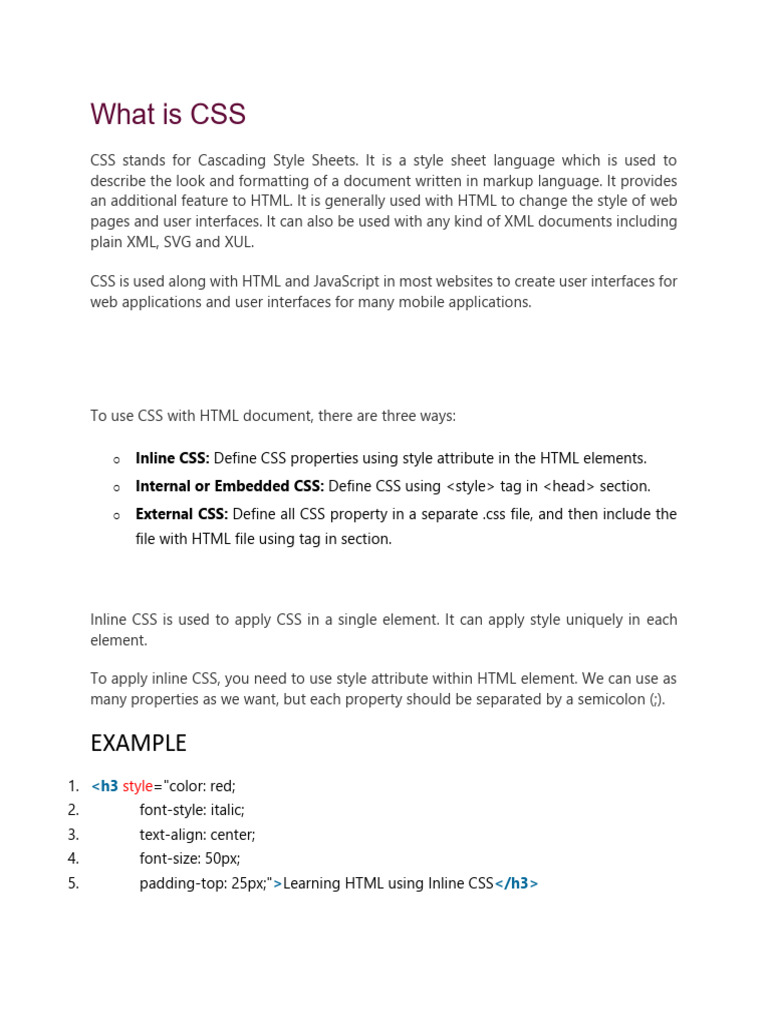What Is CSS | PDF | Html | Html Element