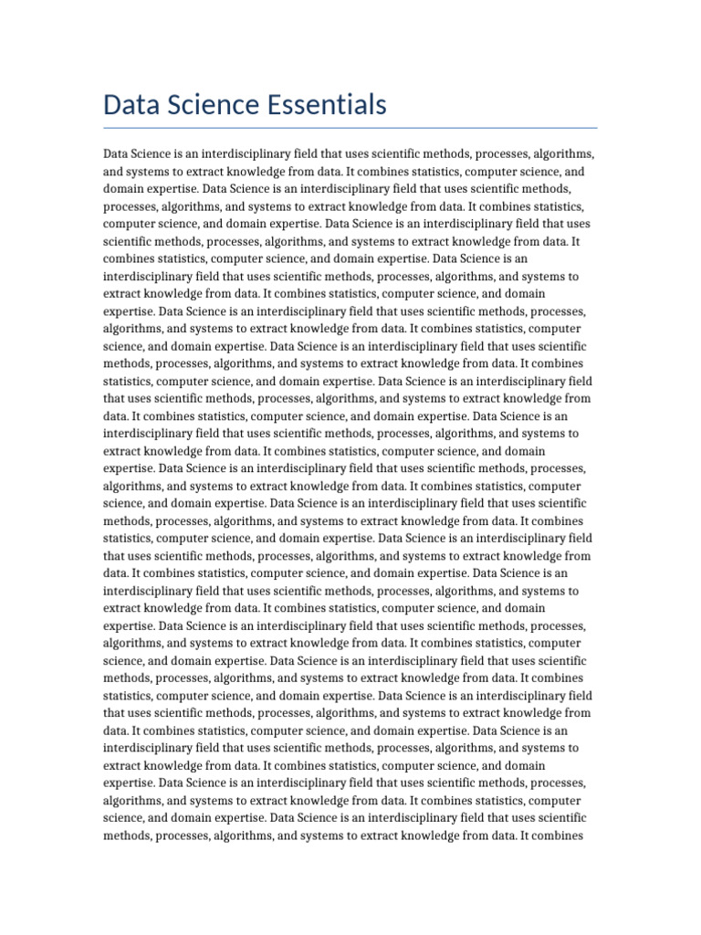 Data Science Essentials | PDF | Data Science | Apache Hadoop
