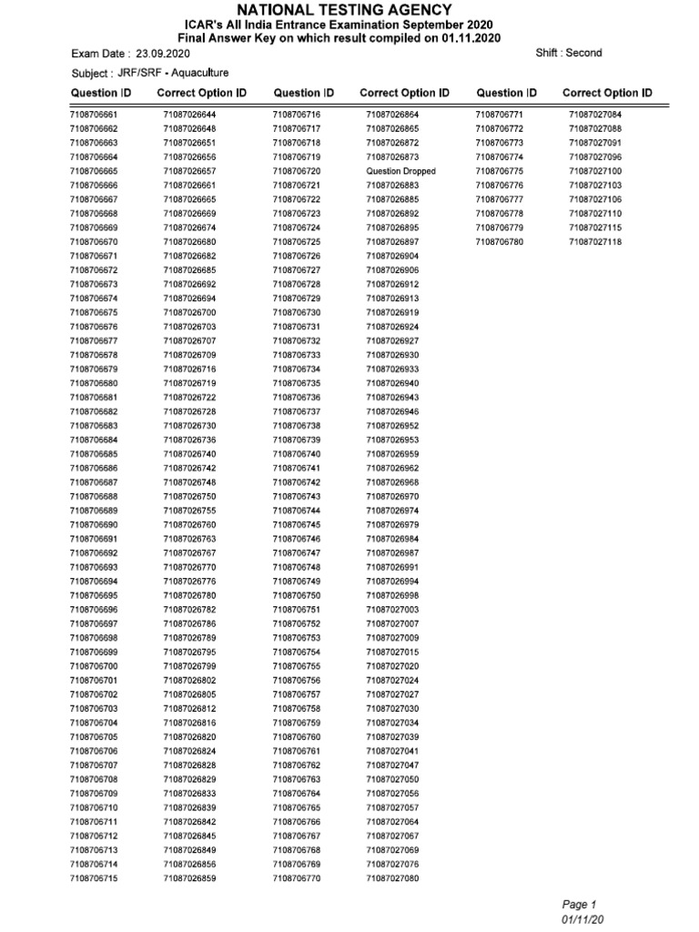 2020 AQC Answer Key | PDF