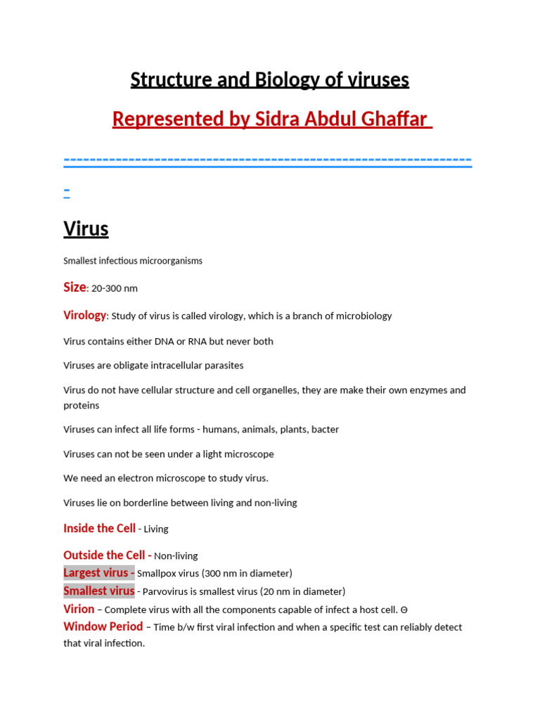 Structure and Biology of Viruses | PDF