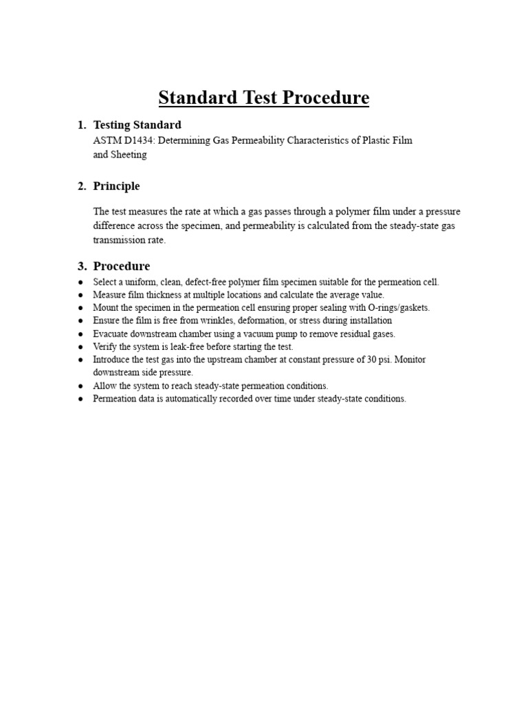Diffusion Permeability - Standard Test Procedure | PDF