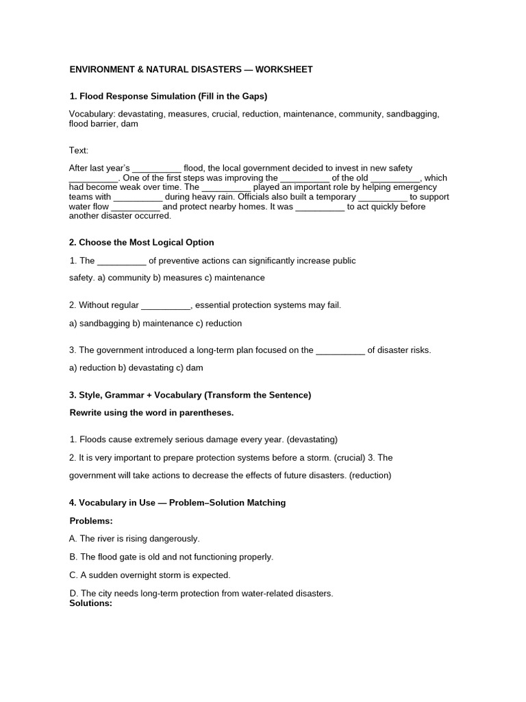 Environment Worksheet | PDF