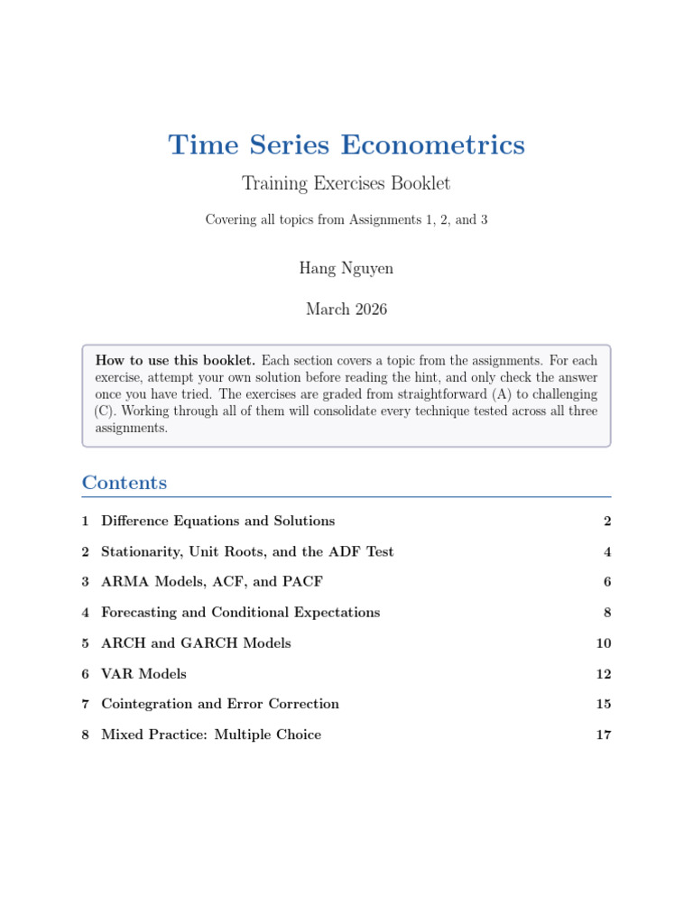 Training Exercises | PDF | Time Series | Multivariate Statistics