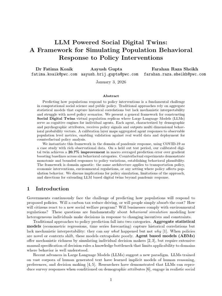LLM Powered Social Digital Twins - A Framework For Simulating ...