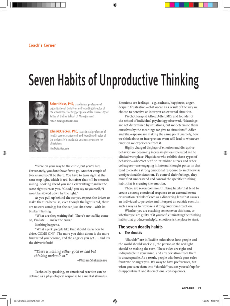 Seven Habits of Unproductive T | PDF