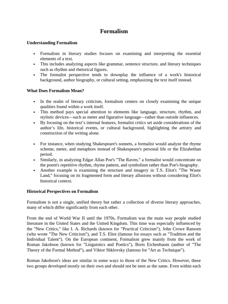 Formalism | PDF | Poetry | Literary Theory