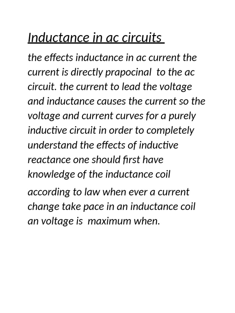 Inductance in Ac Circuits | PDF