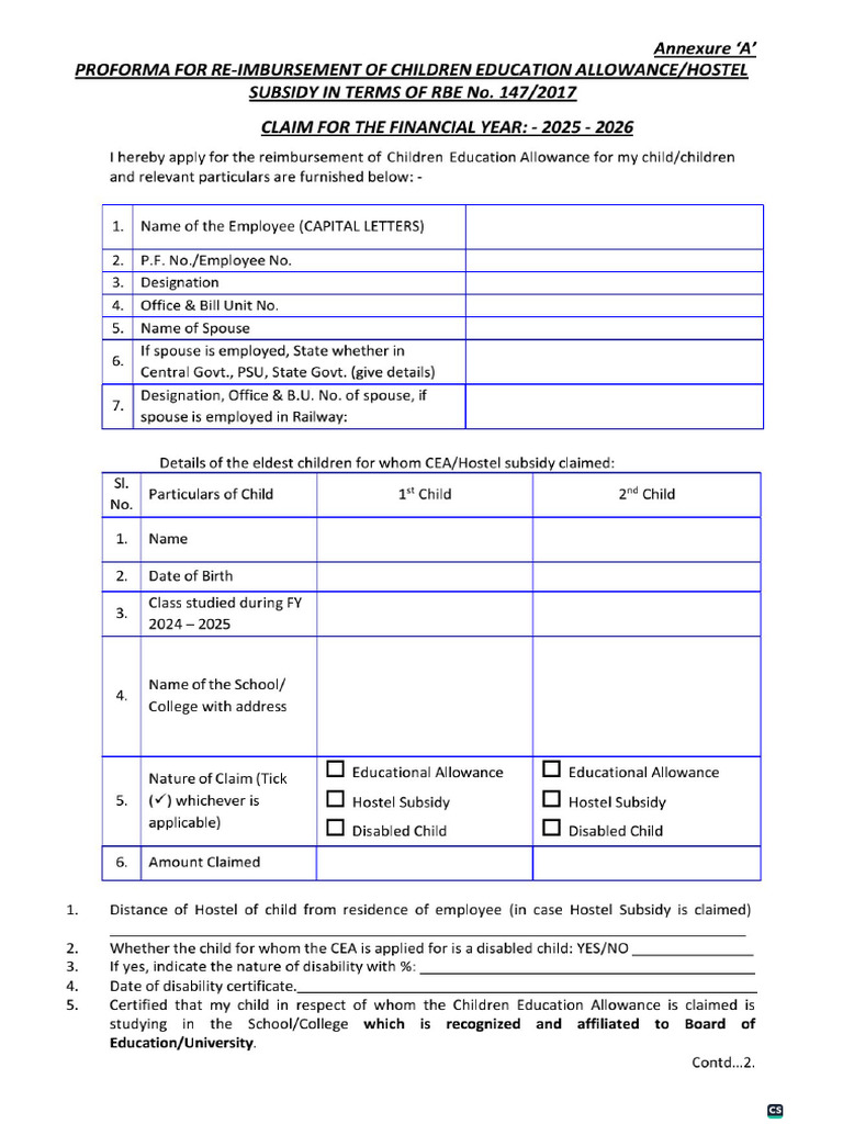 Child Educatin Allowance 20252026 | PDF