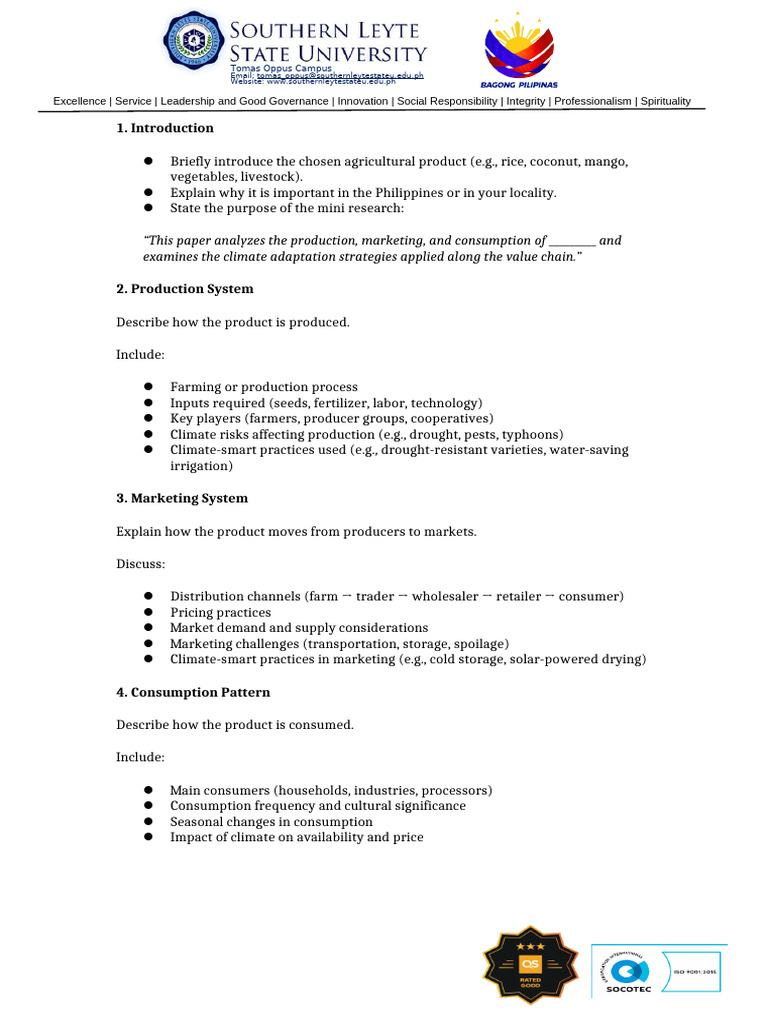 Mini Research Template | PDF | Marketing | Agriculture