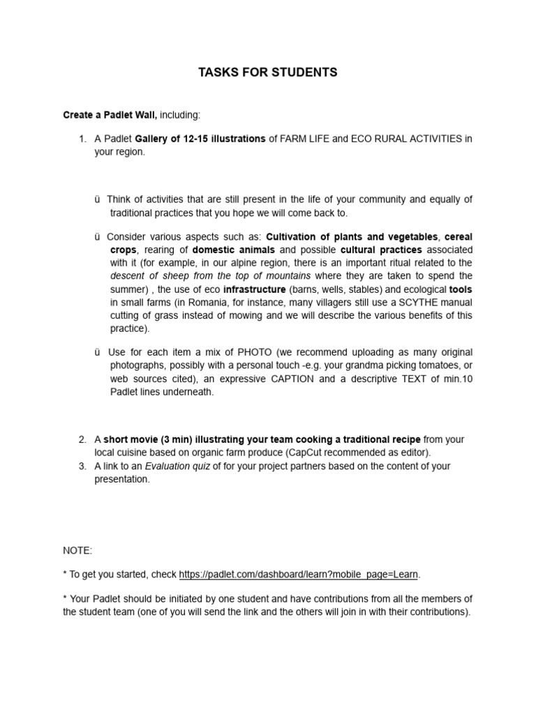 Tasks For Students | PDF