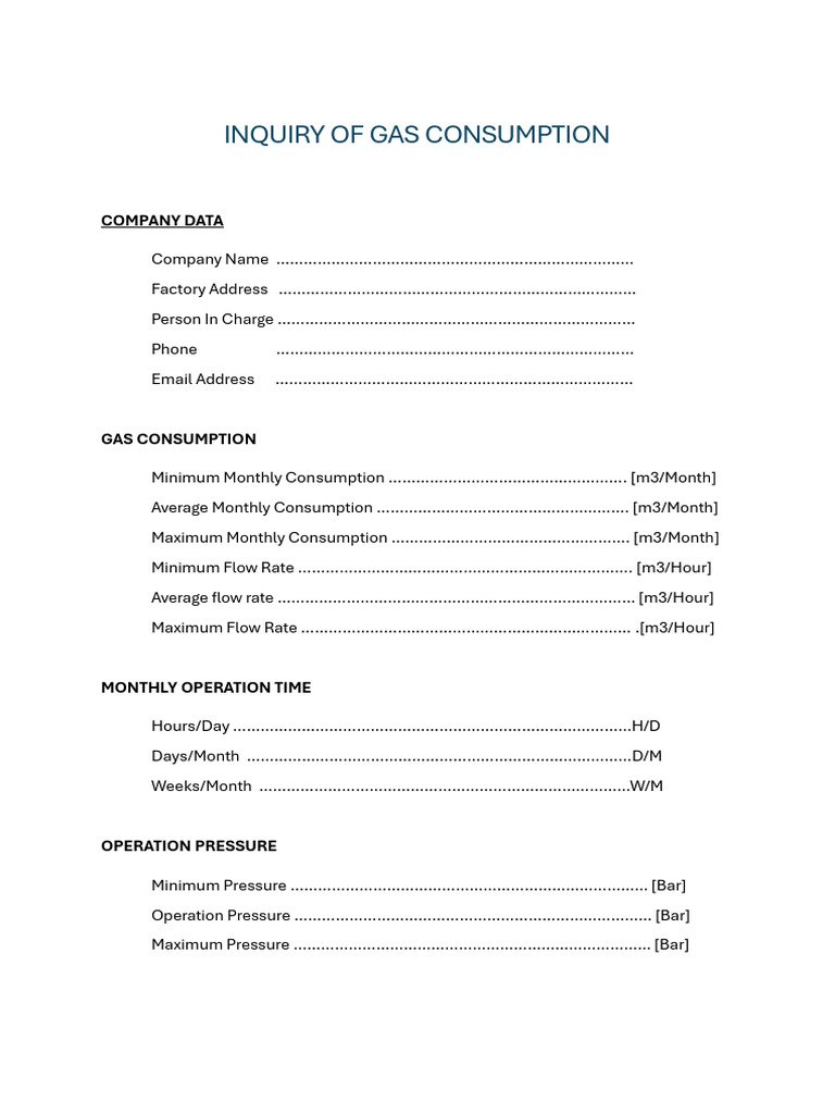Inquiry of Gas Consumption | PDF