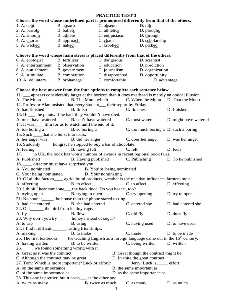 Practice Test 3 | PDF