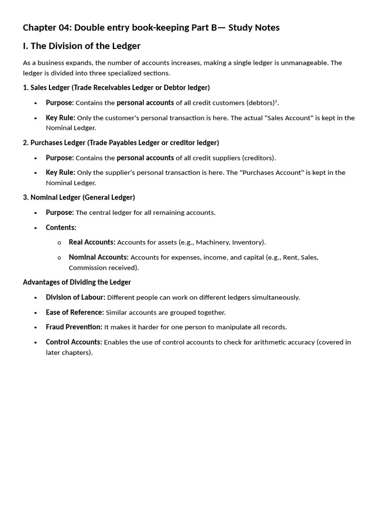 04 - Double Entry Book-Keeping Part B - Notes | PDF | Debits And ...