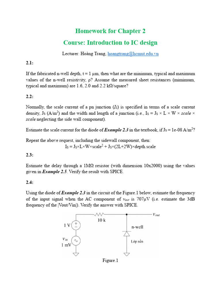 Homework-Chapter 2 - Intro To IC Design | PDF