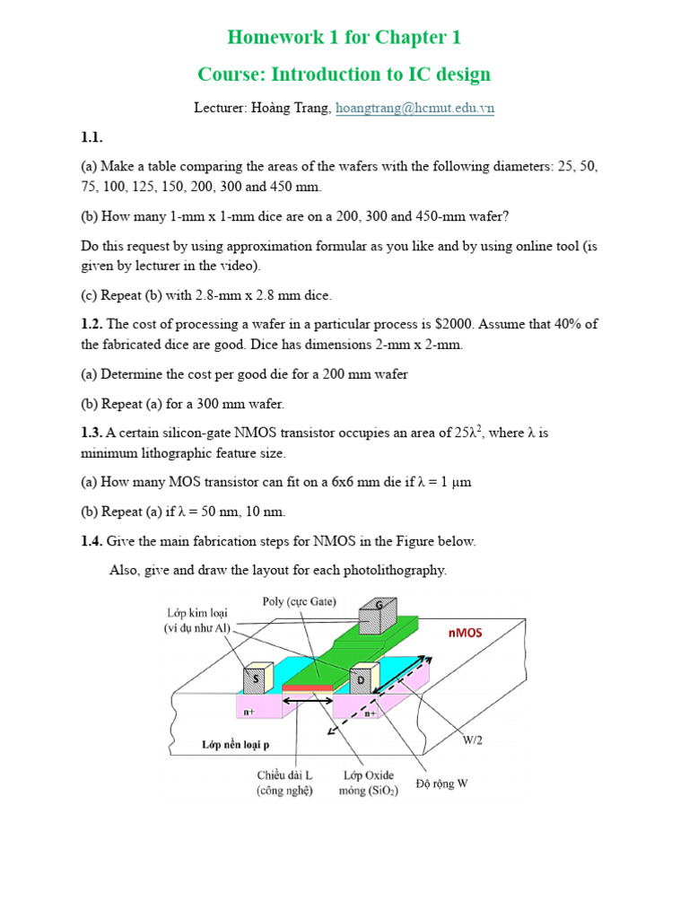 Homework 1-Chapter 1-Intro To IC Design | PDF