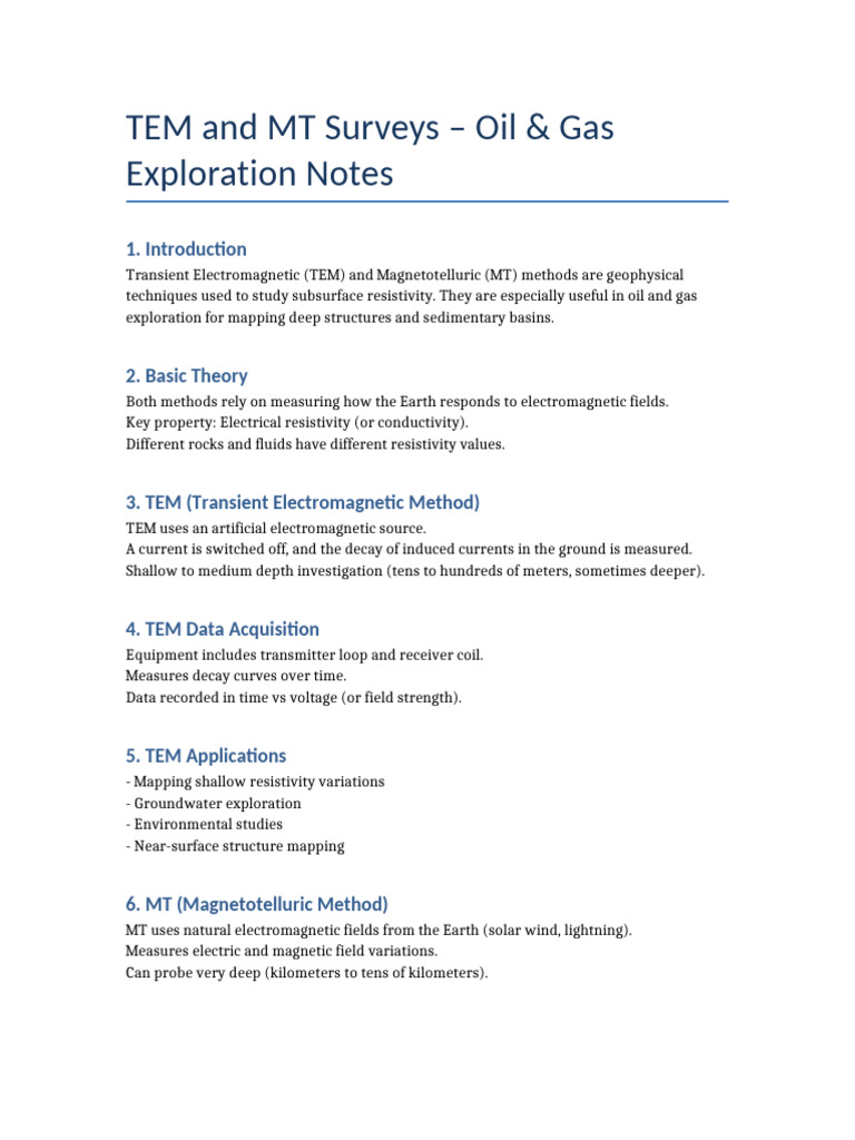 TEM MT Oil Gas Notes | PDF