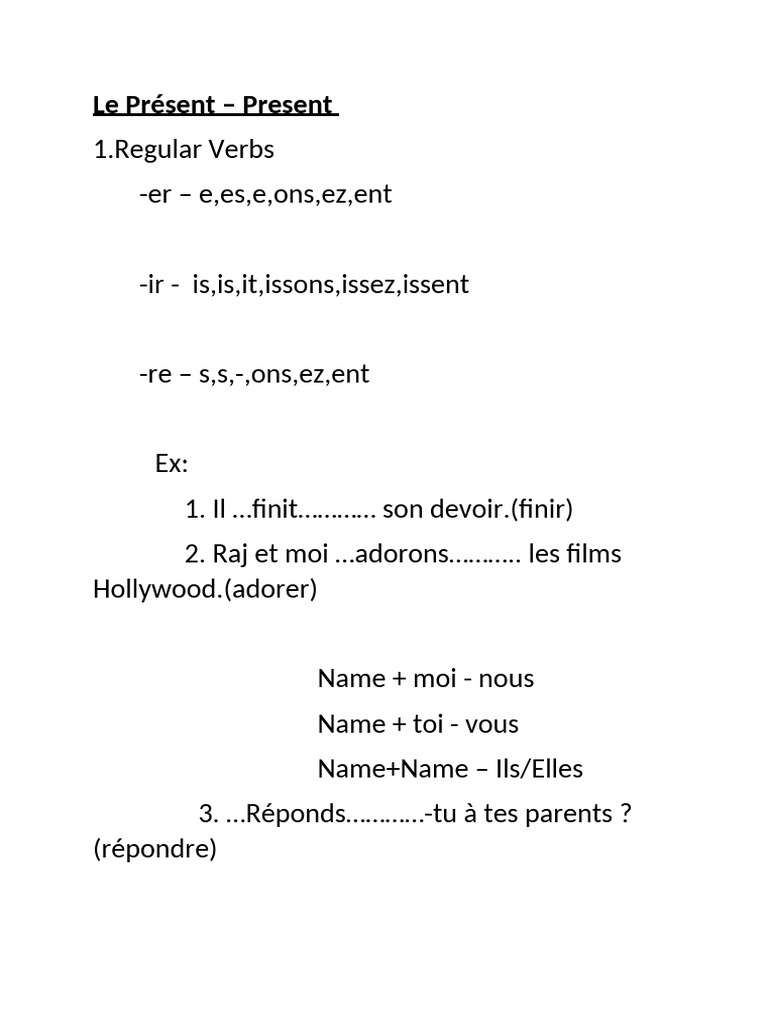Le Présent | PDF | Mécanique du langage | Syntaxe