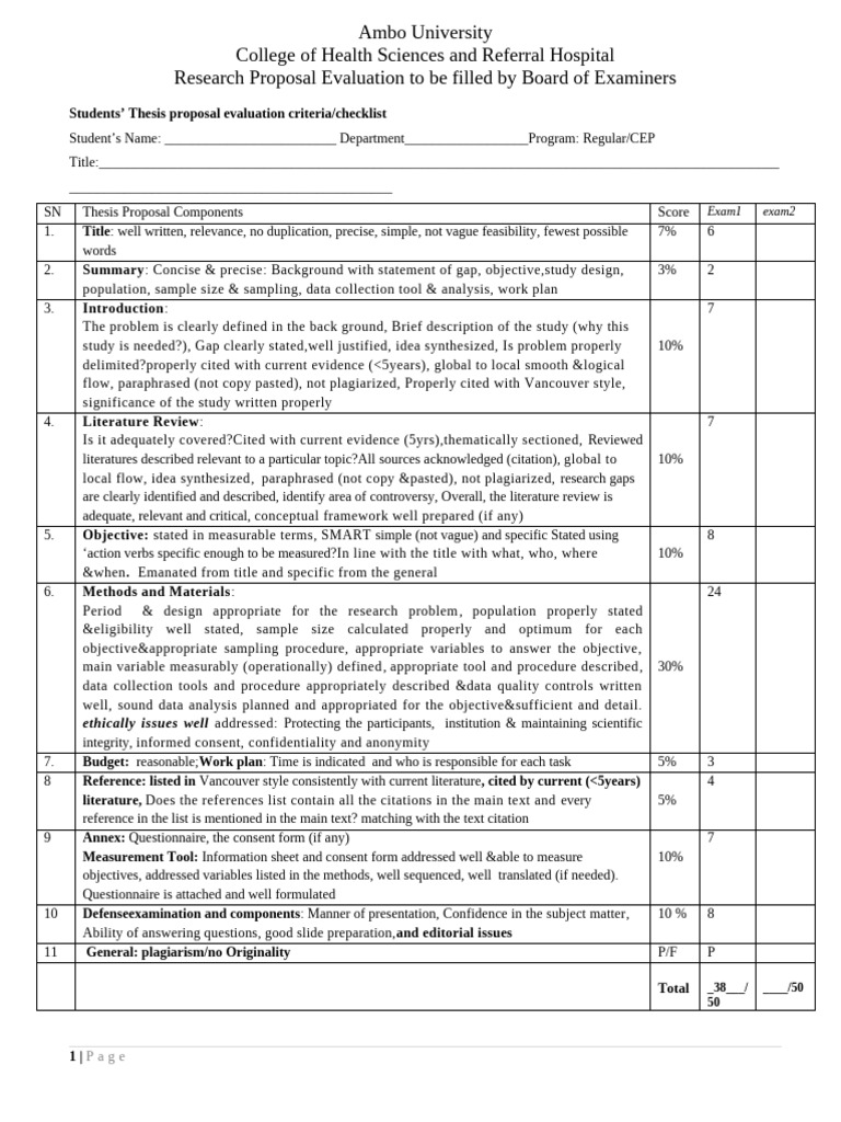 Proposal Evaluation (Modified) | PDF