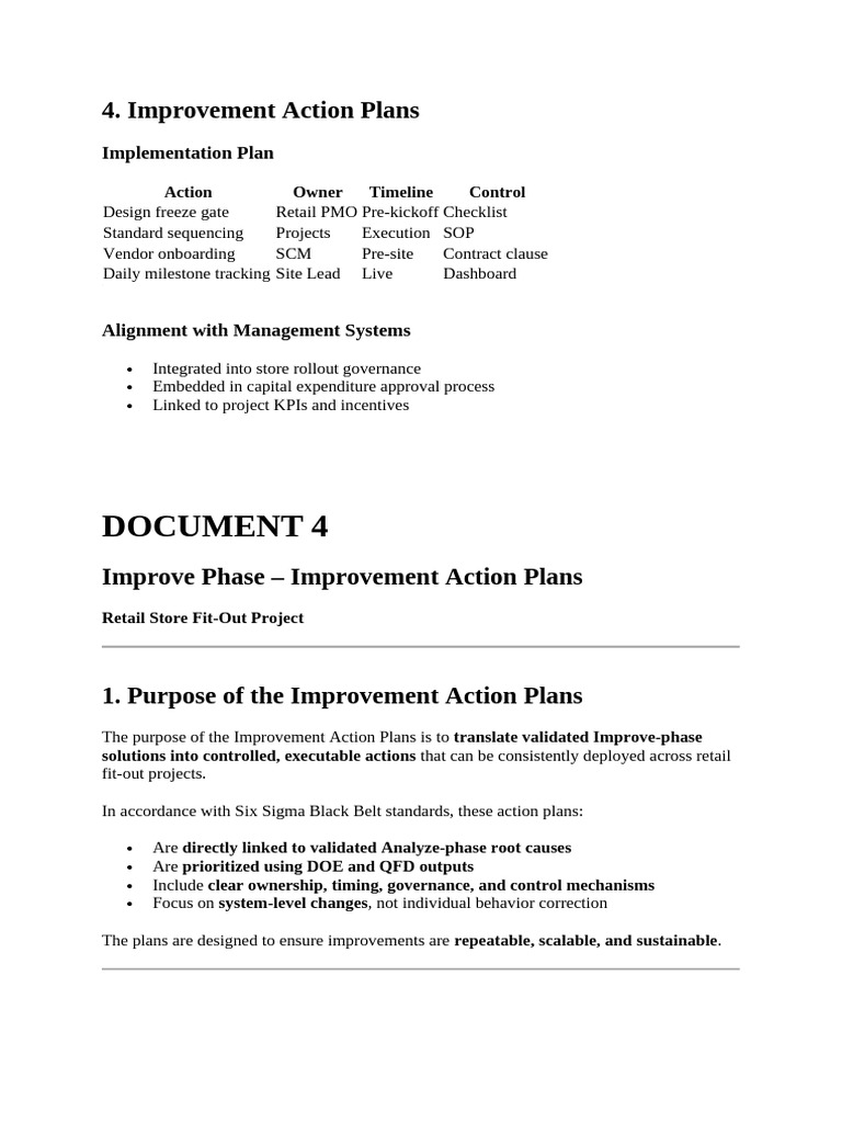 Improvement Action Plans | PDF