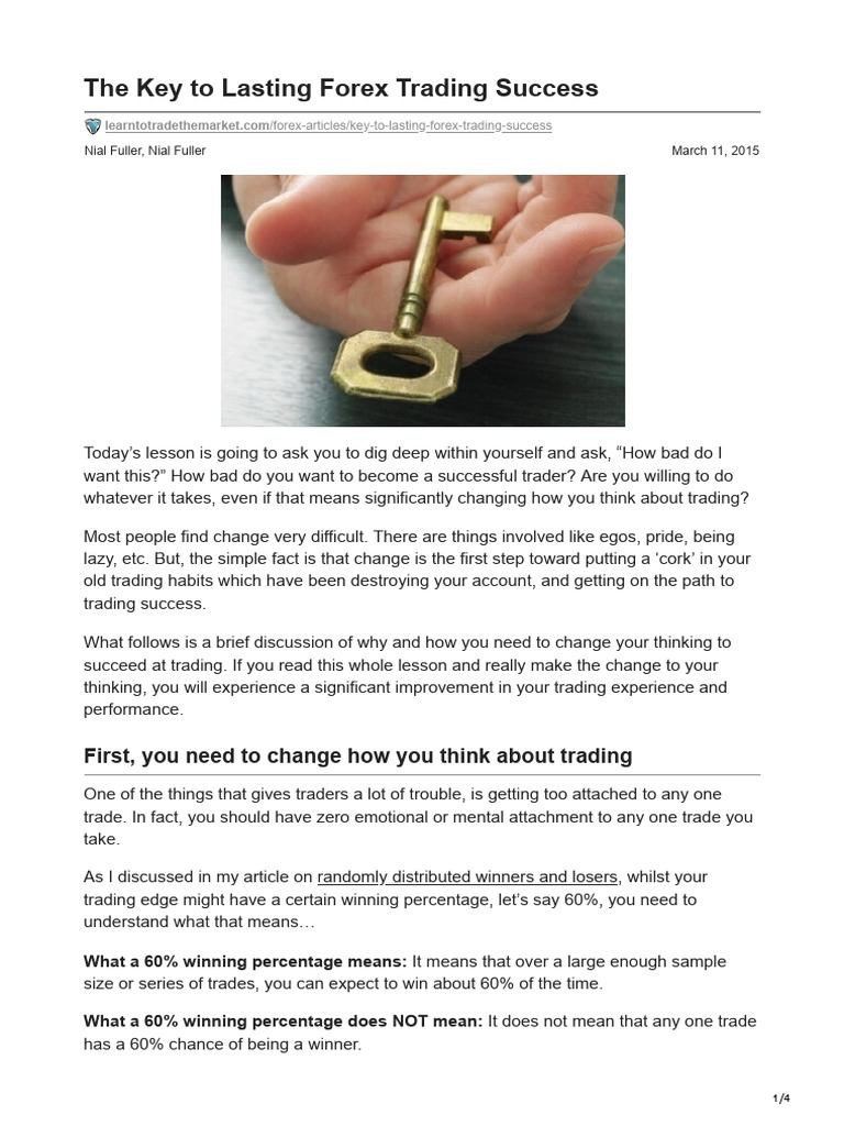 The Key To Lasting Forex Trading Success | PDF | Psychology