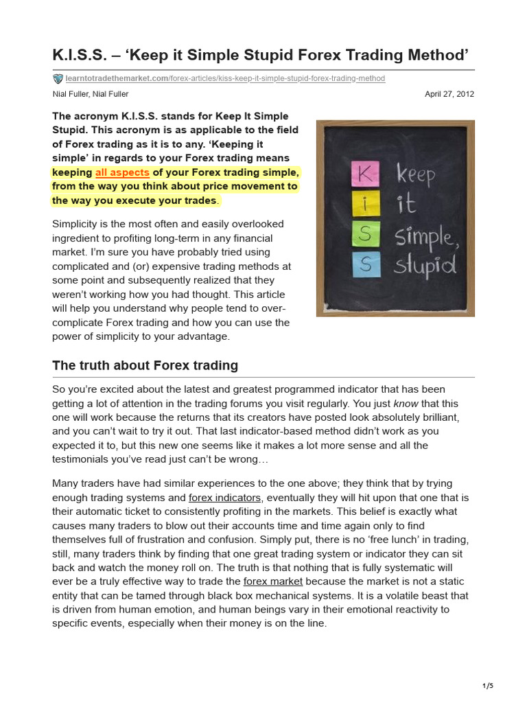 KISS Keep It Simple Stupid Forex Trading Method | PDF | Algorithmic ...