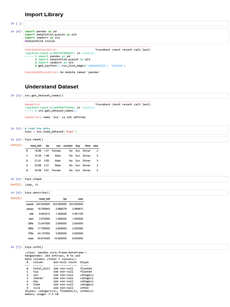 Lesson 10 - Data Visualization With Seaborn - Jupyter Notebook | PDF