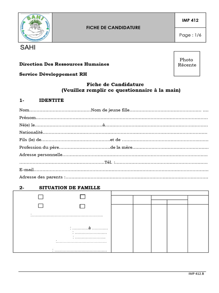 Fiche A Remplir | PDF