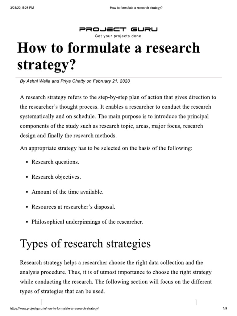 Research Strategy | PDF