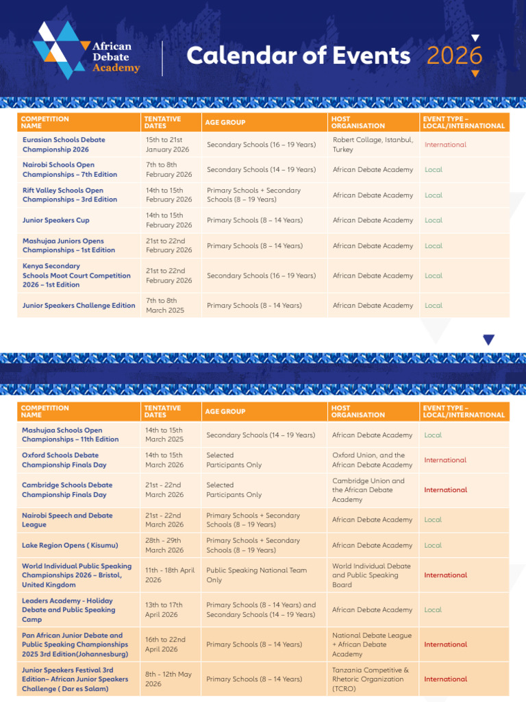 ADA 2026 Calendar of Events | PDF | Public Speaking
