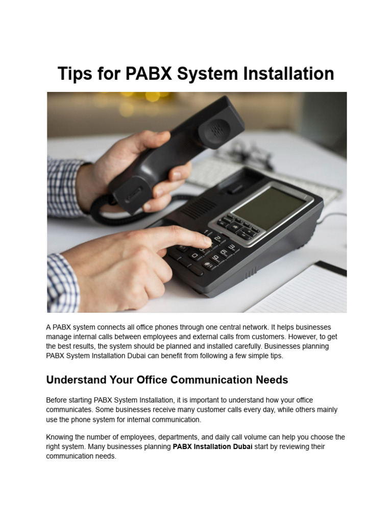 Tips For PABX System Installation | PDF | Communication | Information ...
