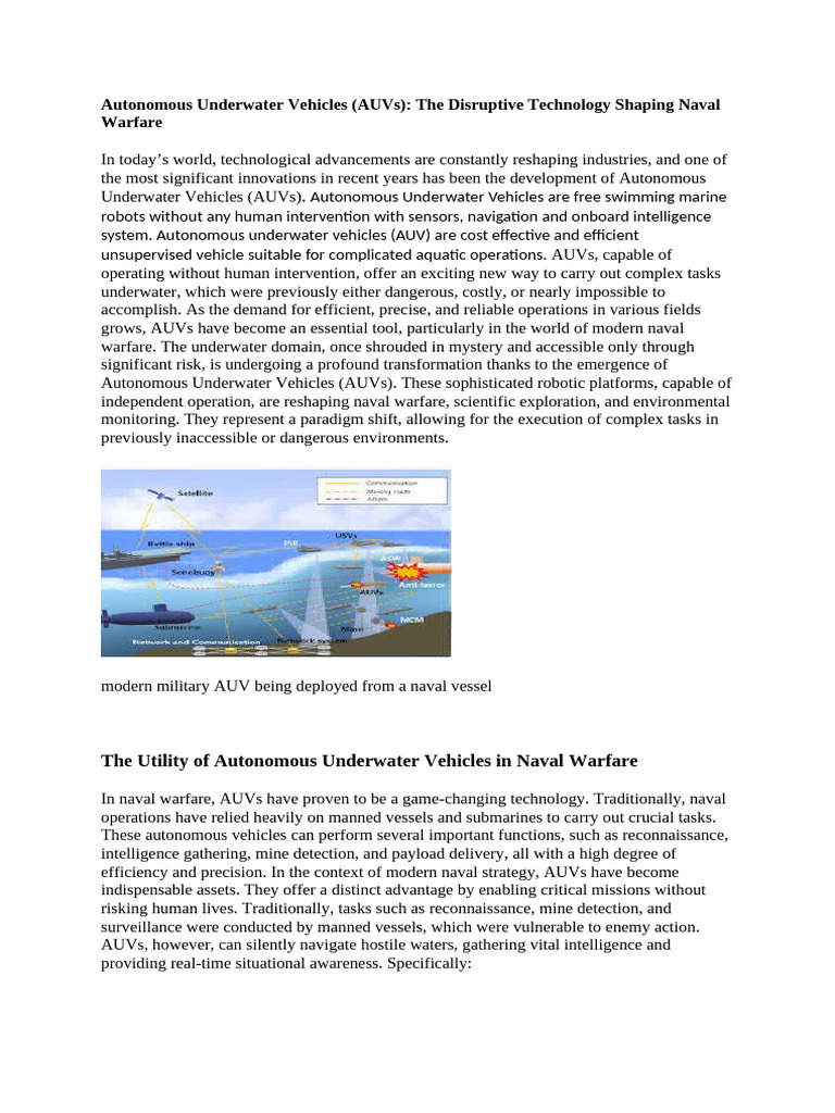 Autonomous Underwater Vehicles | PDF | Naval Mine | Artificial Intelligence