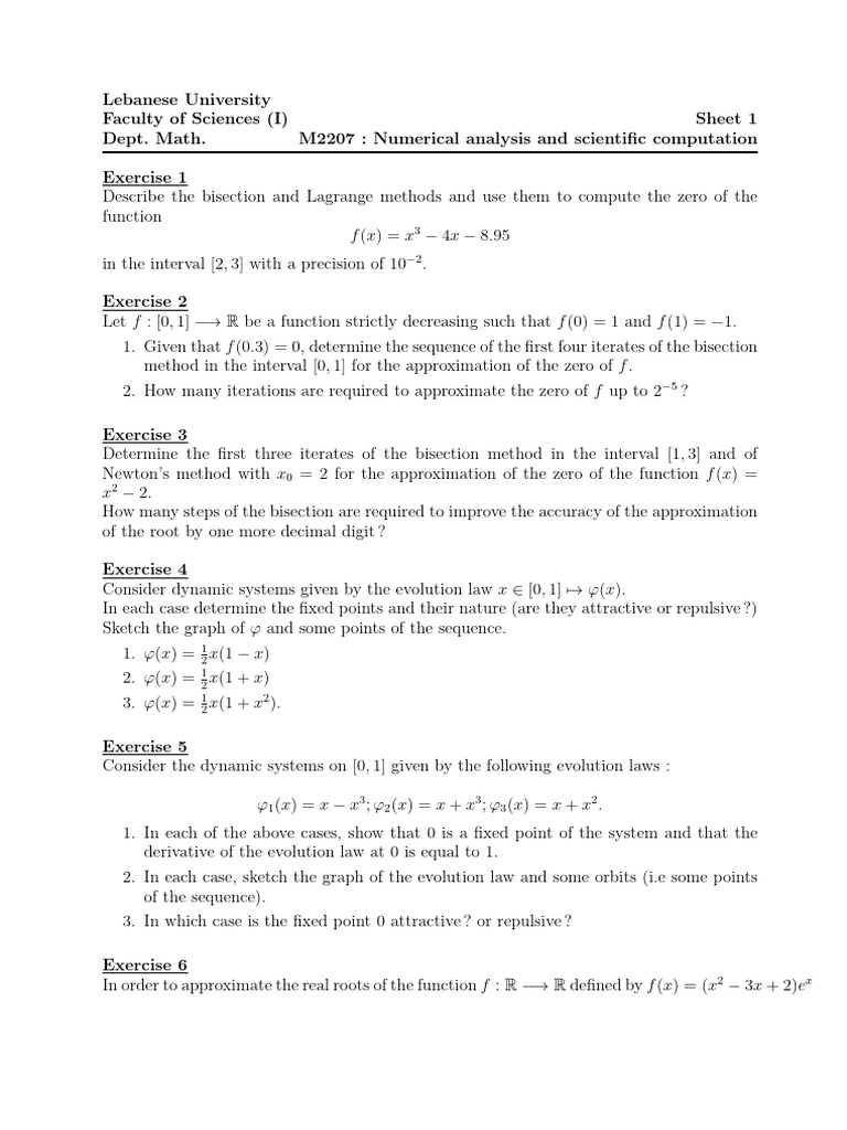 Sheet1 Num Analysis | PDF | Function (Mathematics) | Numerical Analysis