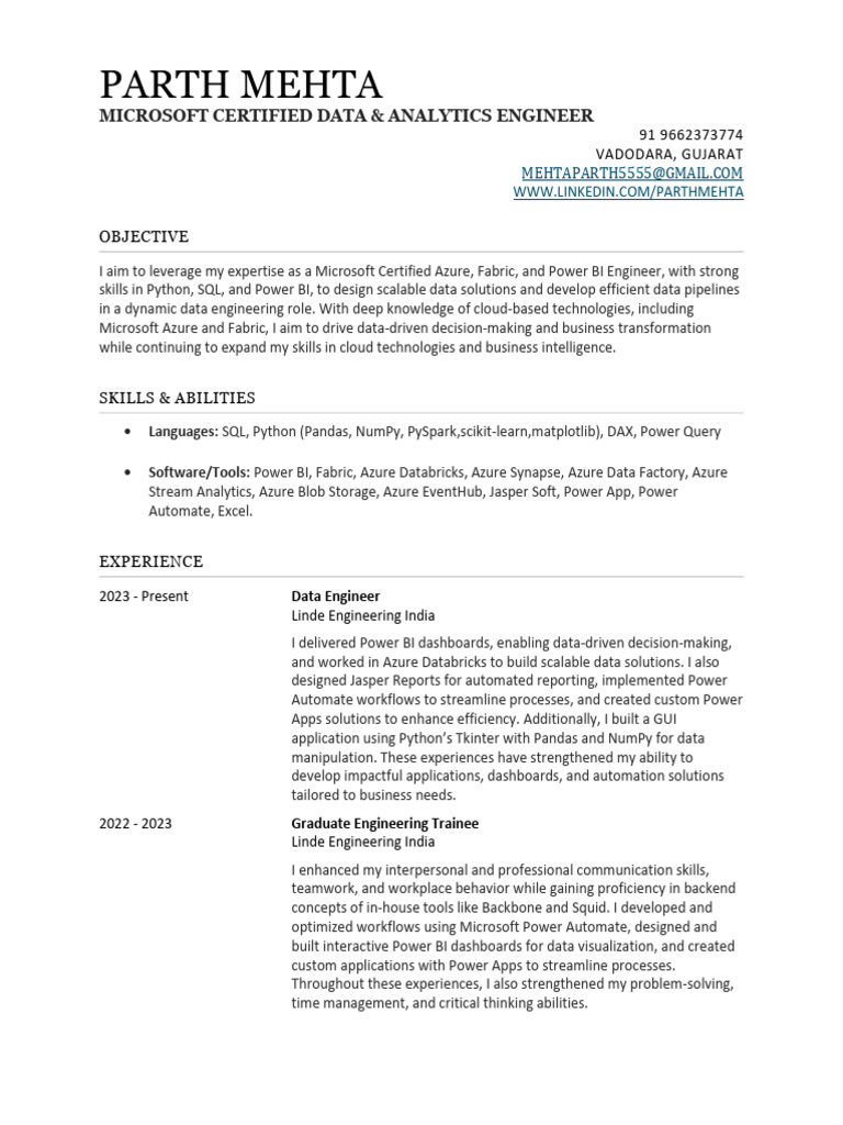 Parth Mehta | PDF | Microsoft Azure | Data