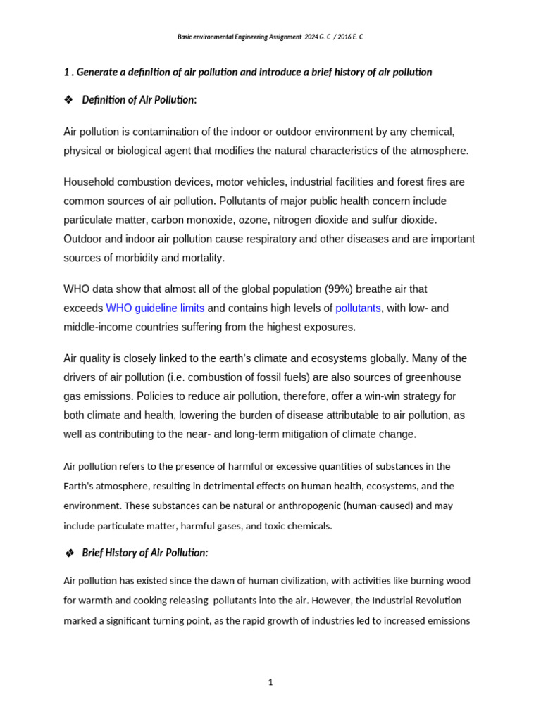 Shime Basic Environmental Engineering Assignment | PDF | Air Pollution ...