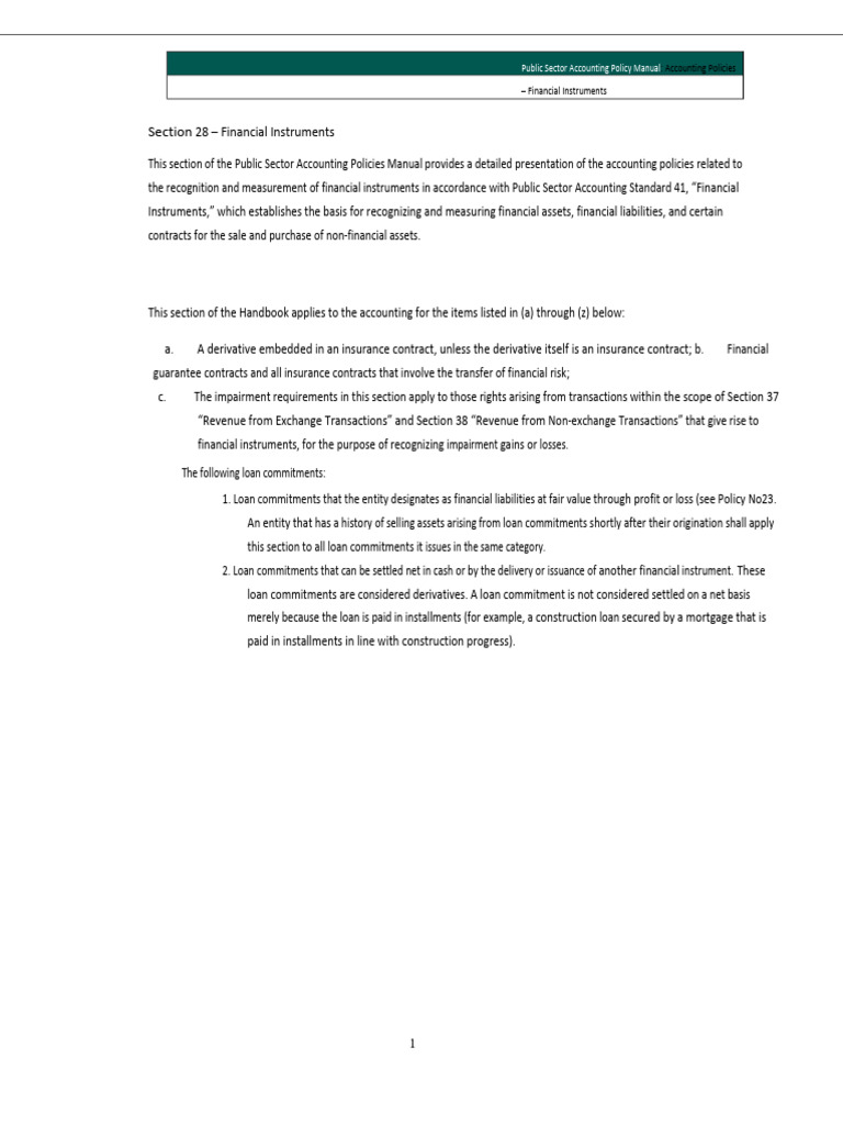 Policy 28 - IPSAS 41 - en-US | PDF | Historical Cost | Derivative (Finance)