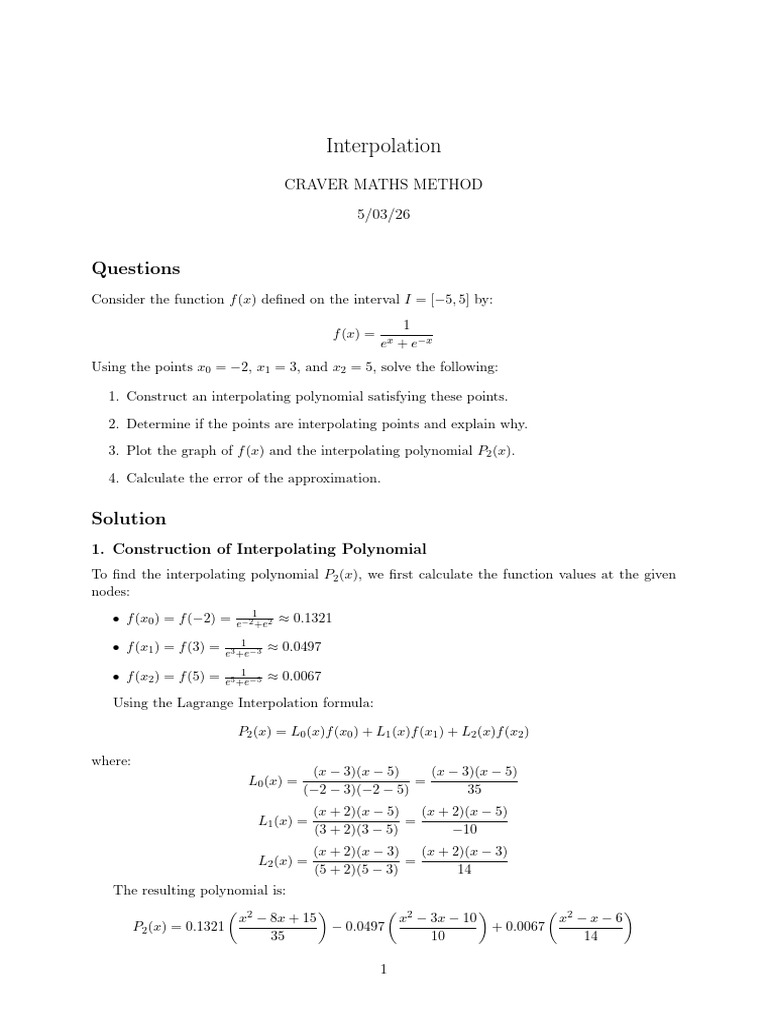 Interpolation Solution. | PDF