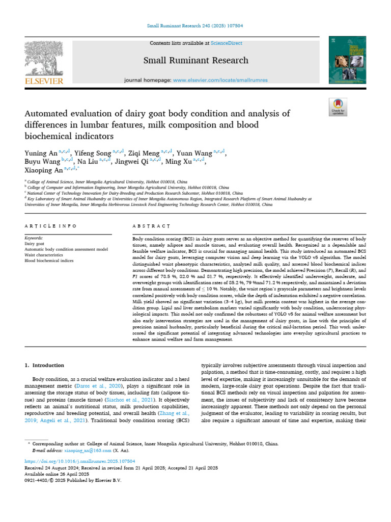 Small Ruminant Research | PDF