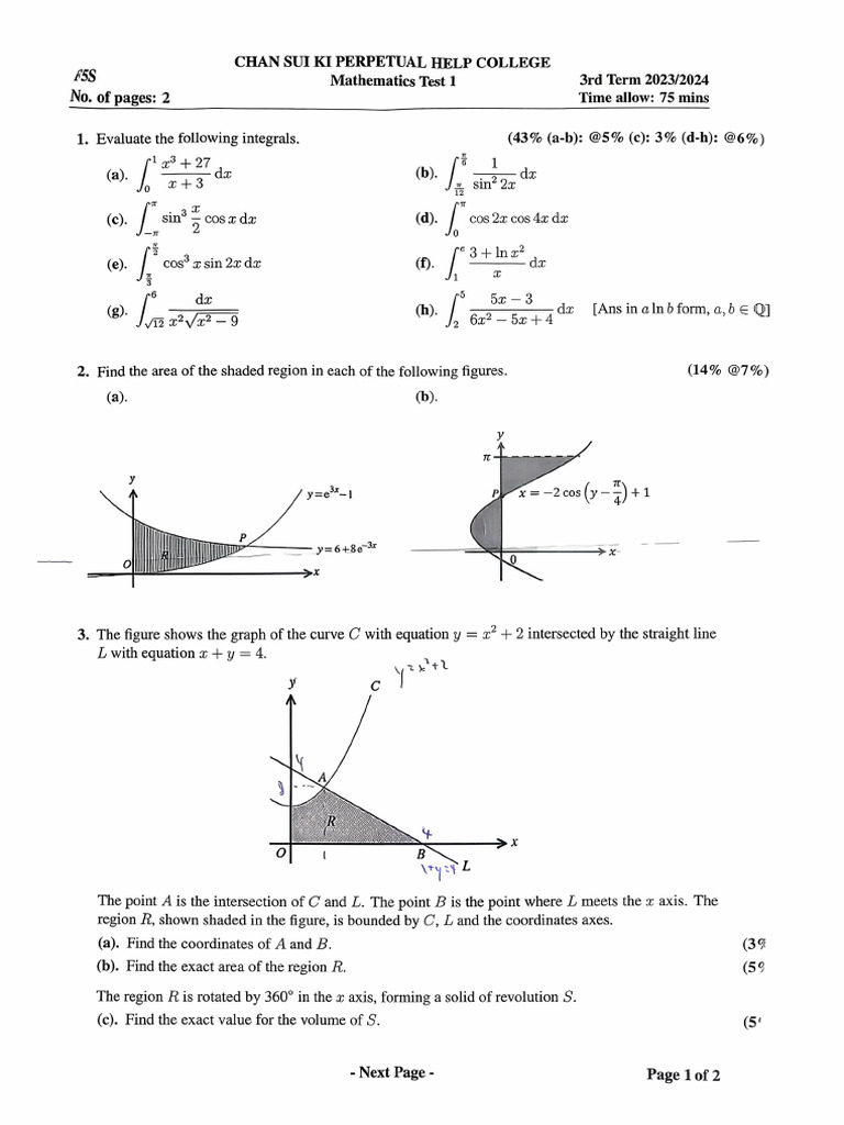 Math Test 2-3 2023-2024 | PDF