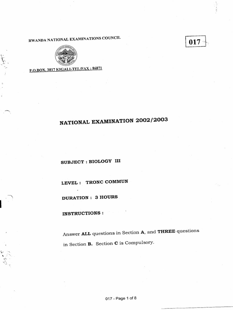 2003 Biology III OL | PDF