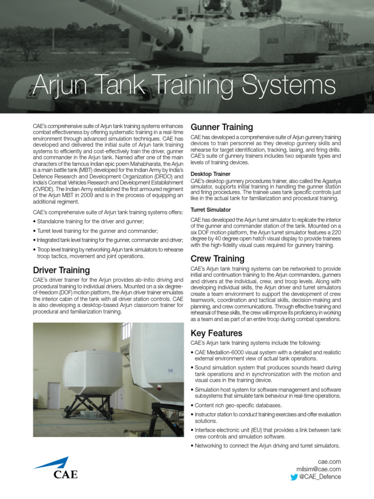 Datasheet Arjun Tank Traning Systems | PDF | Tanks | Simulation