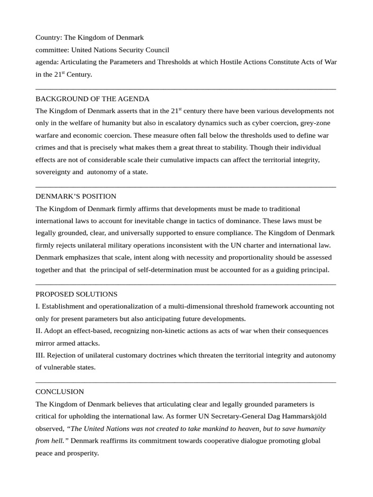 Position Paper | PDF | International Law | United Nations