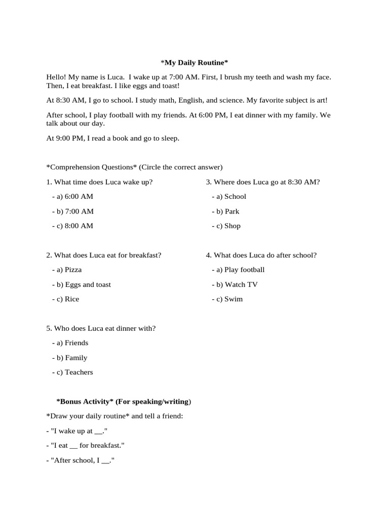 My Daily Routine | PDF