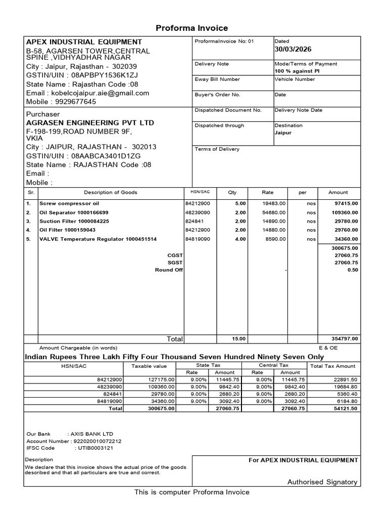 Proforma Invoice.. | PDF | Payments