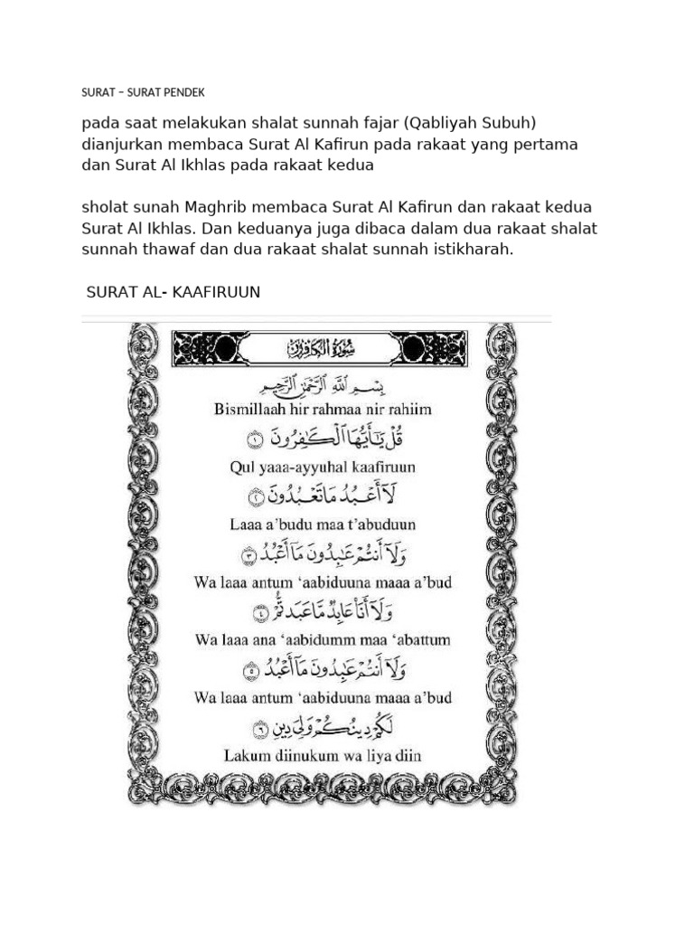 Surat - Surat Pendek | PDF